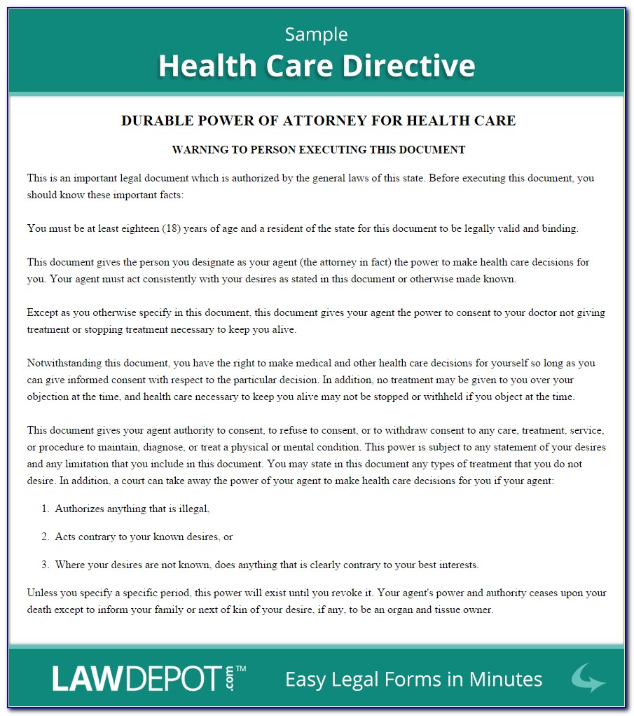 Free Health Care Directive Form Florida