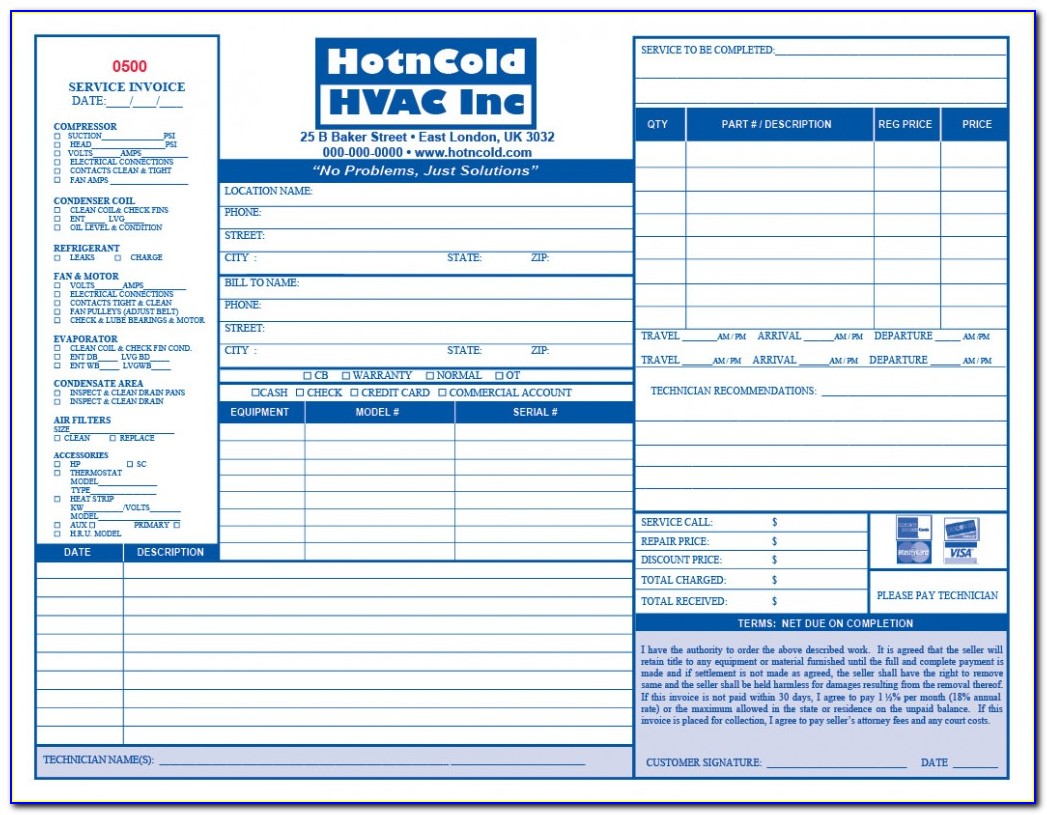 Free Hvac Invoice Forms