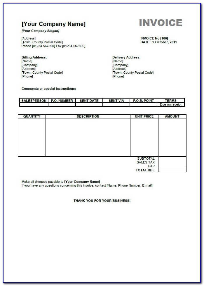 Free Invoice Forms Pdf