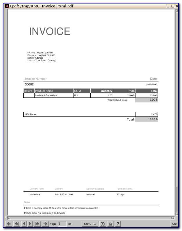 Free Invoice Sample Pdf