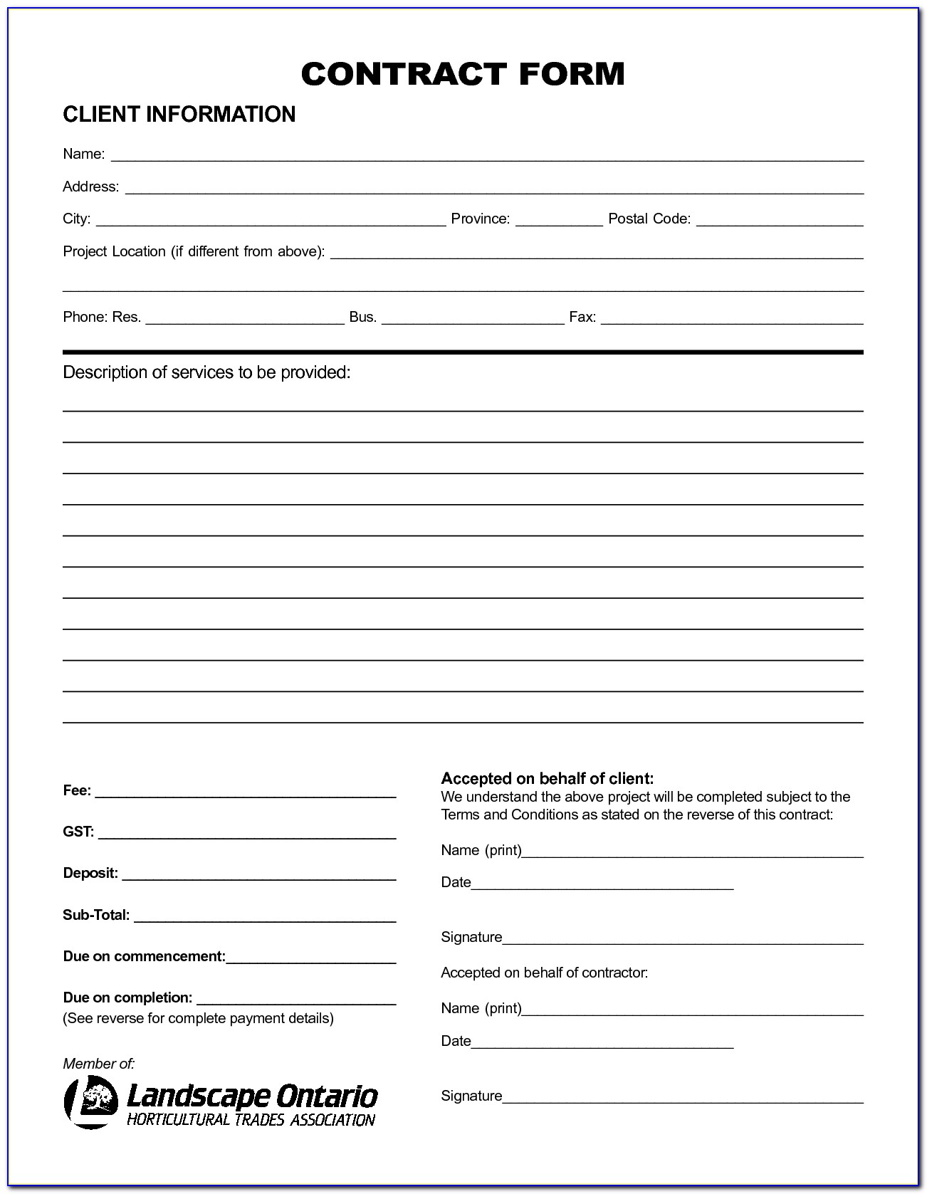 Free Landscaping Contract Forms