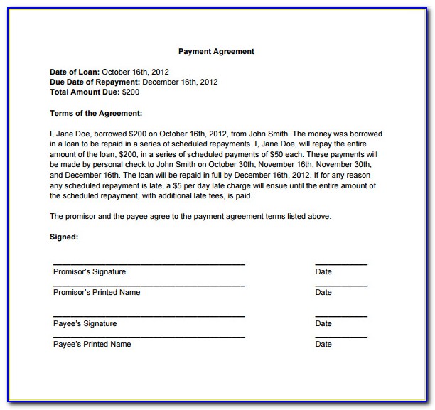 Free Legal Payment Agreement Forms