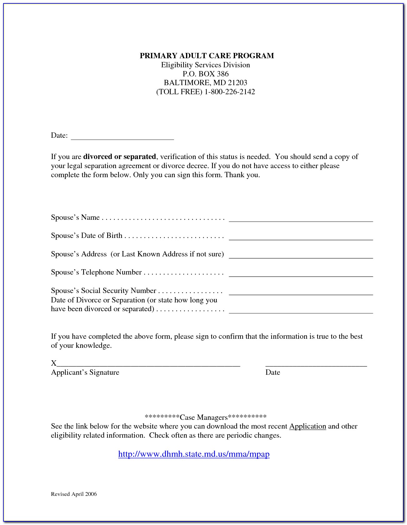 Free Marriage Separation Agreement Form