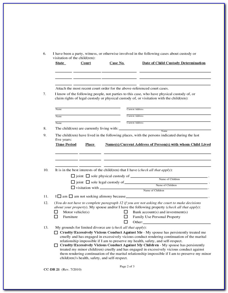 Free Maryland Legal Separation Forms