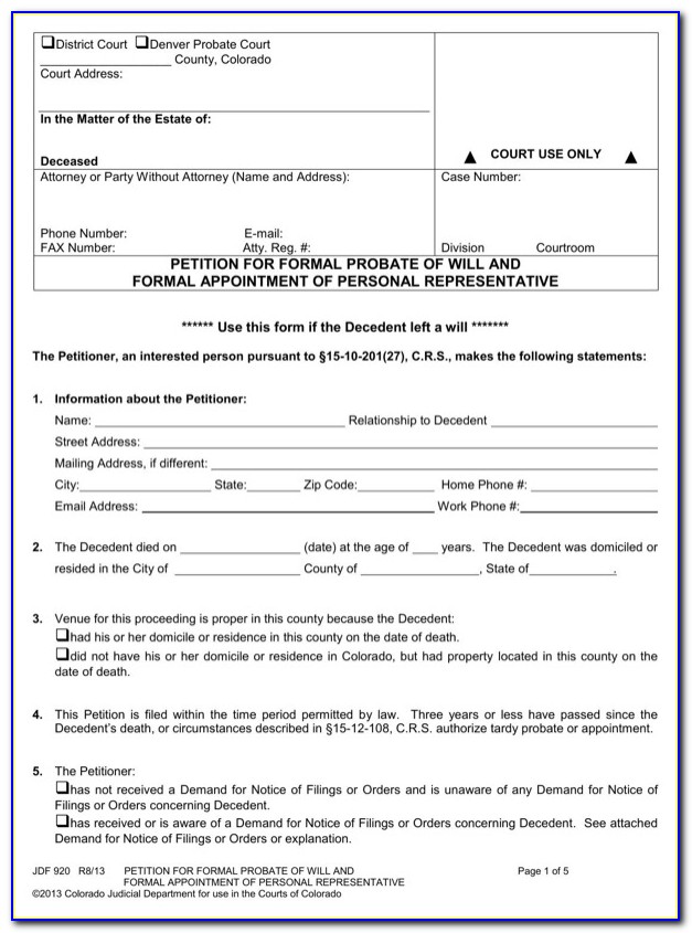 Free Personal Representative Deed Form Colorado