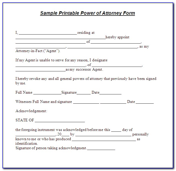 Free Printable Poa Forms