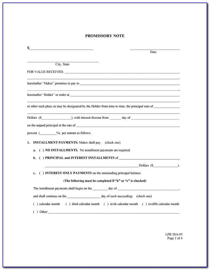 Free Printable Promissory Note Form