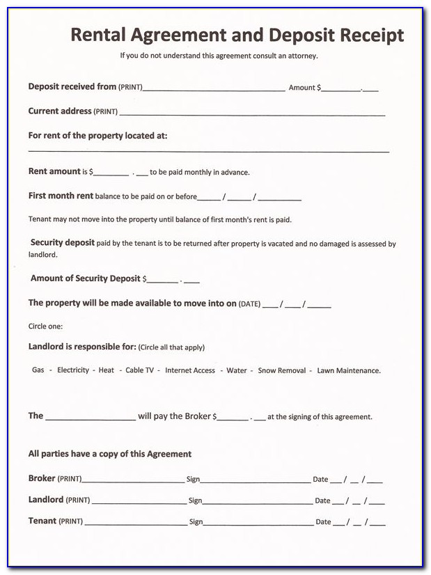 Free Rental Agreement Forms To Print