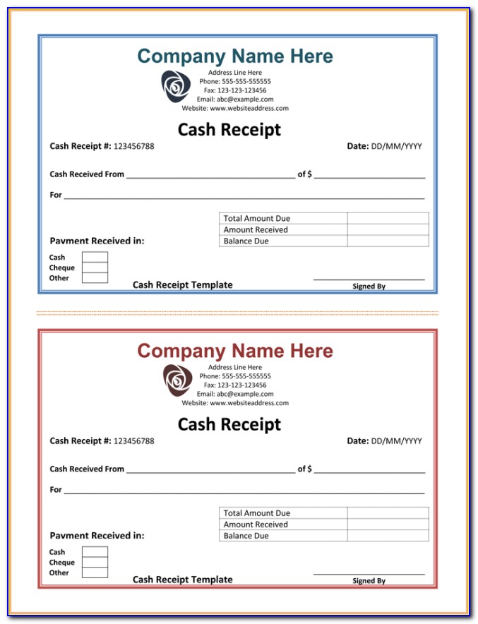 Free Sample Cash Receipt Template