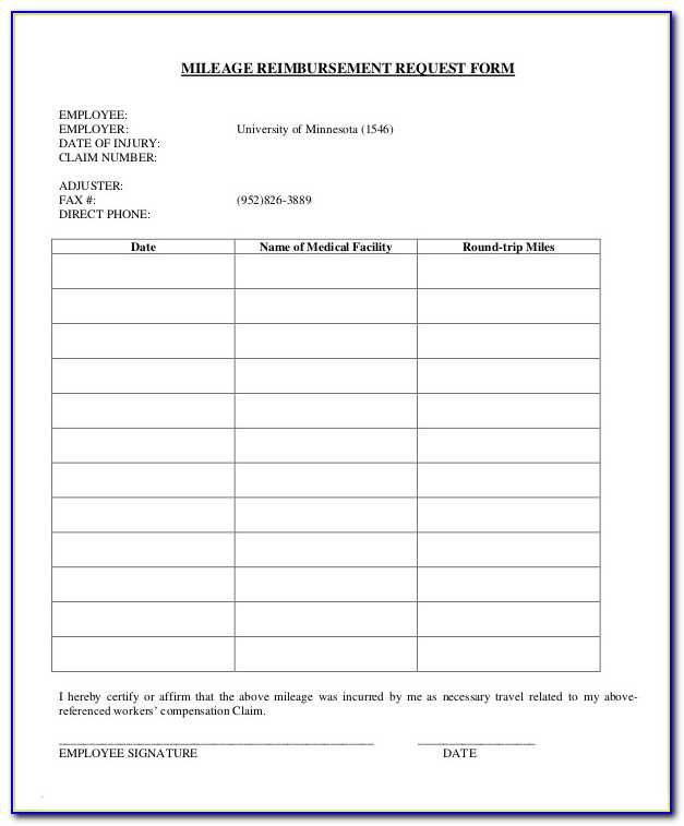 Mileage Reimbursement Form 9 Free Sample Example Format Reimbursement Form Template Reimbursement Form Template