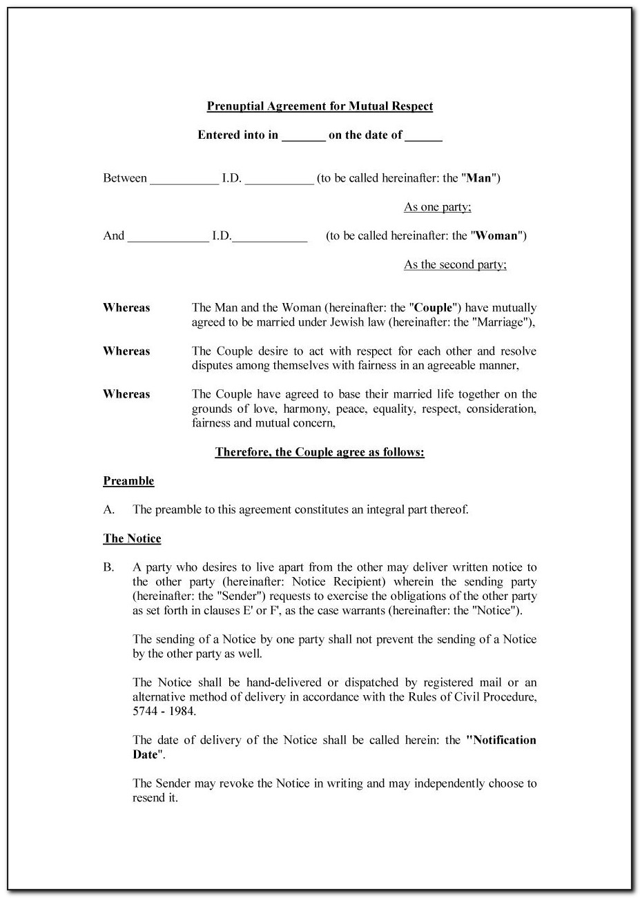 Free Texas Prenuptial Agreement Form