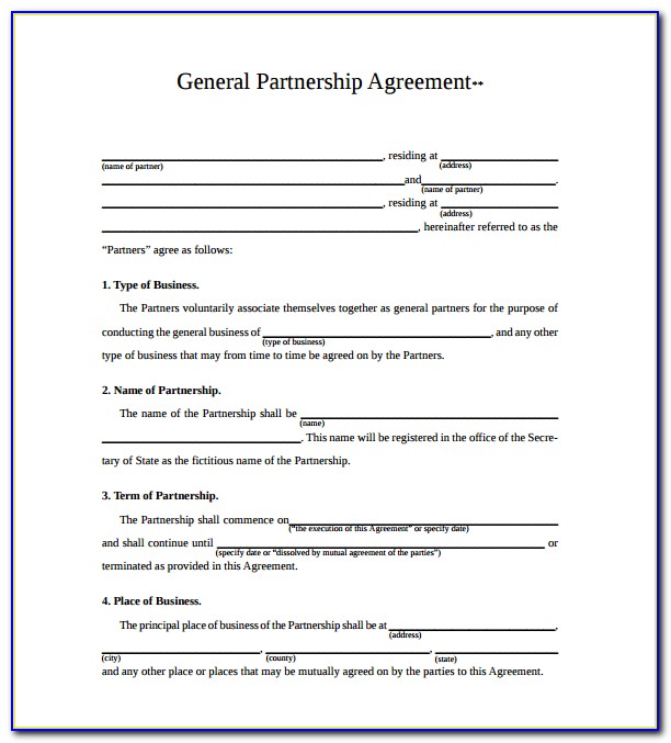 General Partnership Agreement Form Pdf