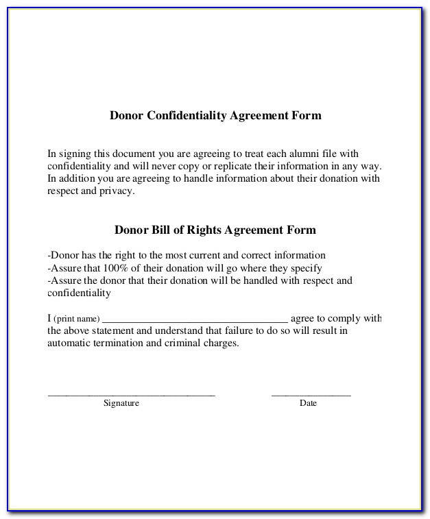 Generic Confidentiality Agreement Form