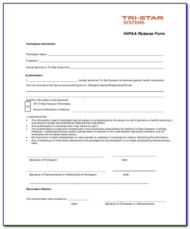 Generic Hipaa Privacy Authorization Form