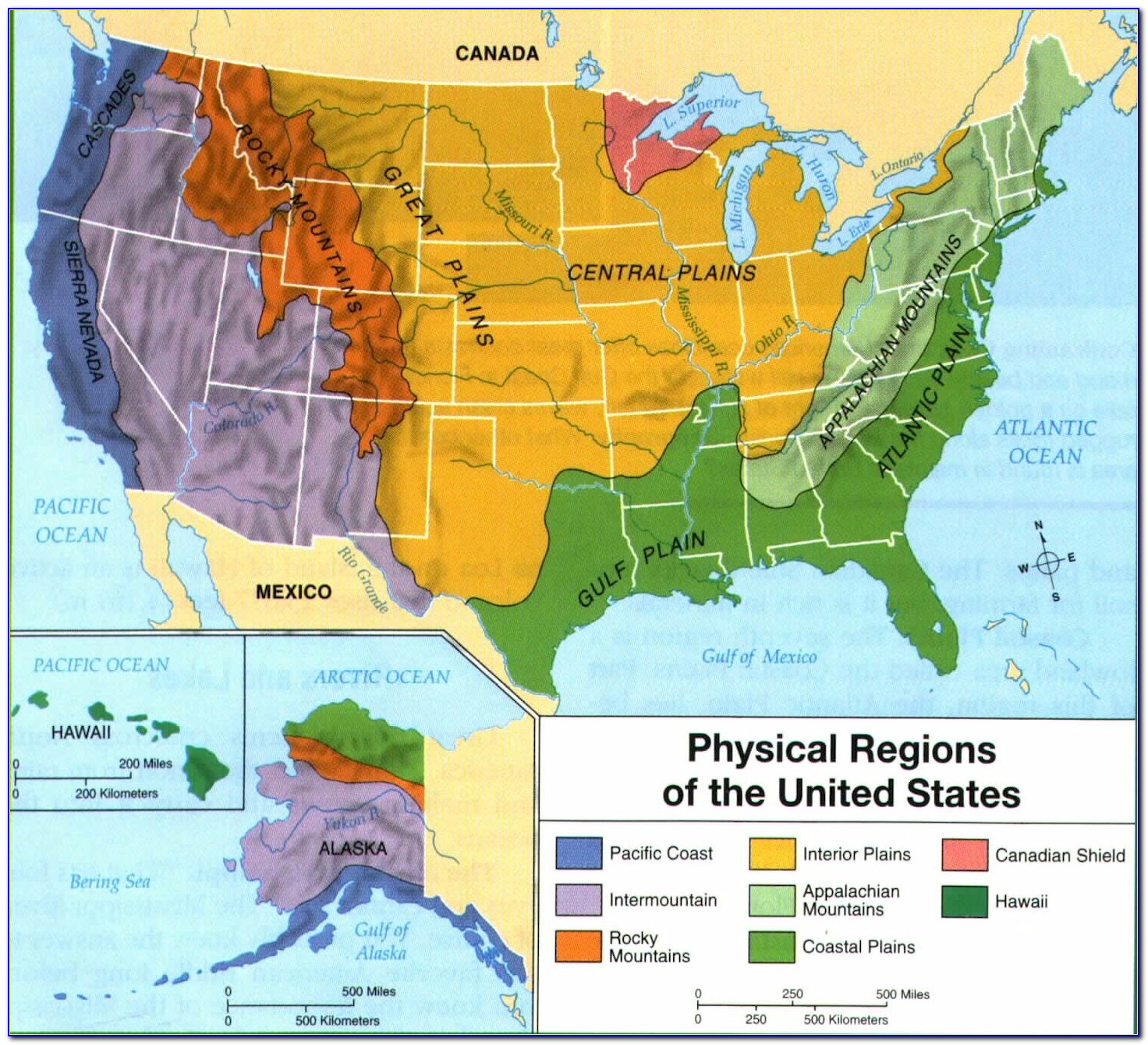 Geographic Map Of The United States Of America