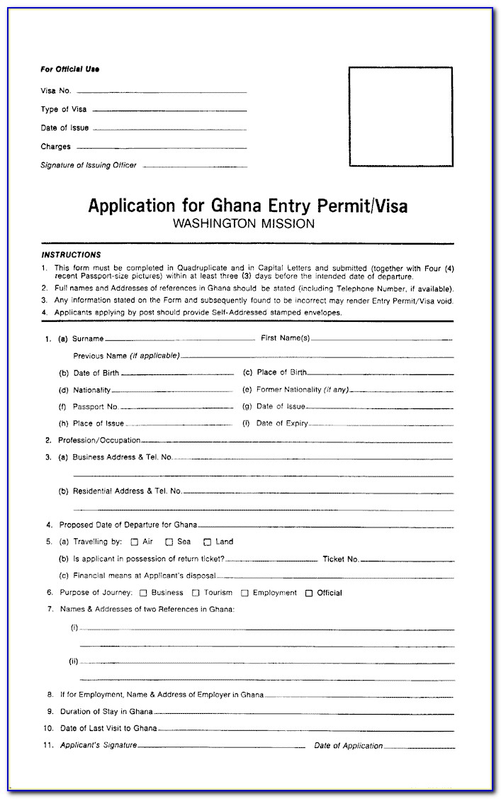 Ghana Visa Application Form Egypt