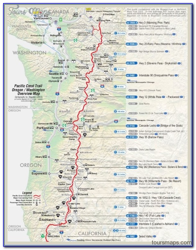 Google Map Of The Pacific Crest Trail
