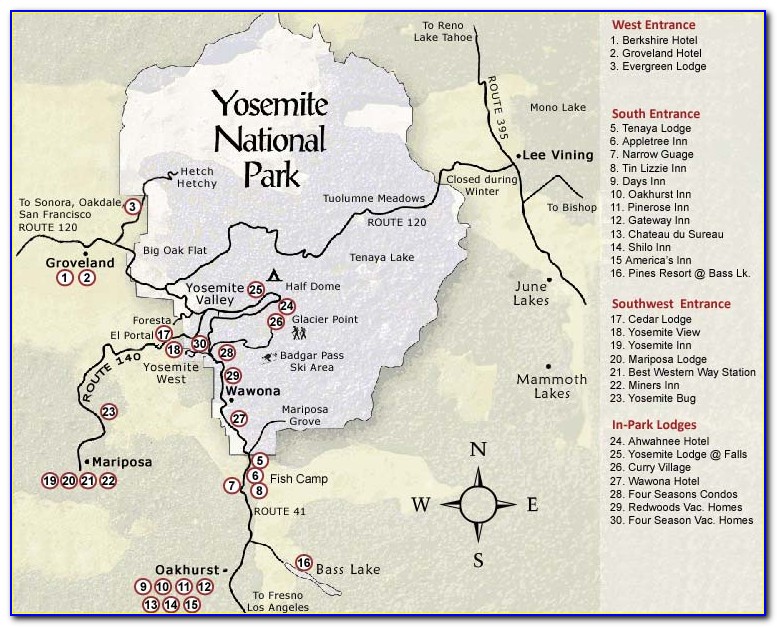 Google Map Yosemite National Park