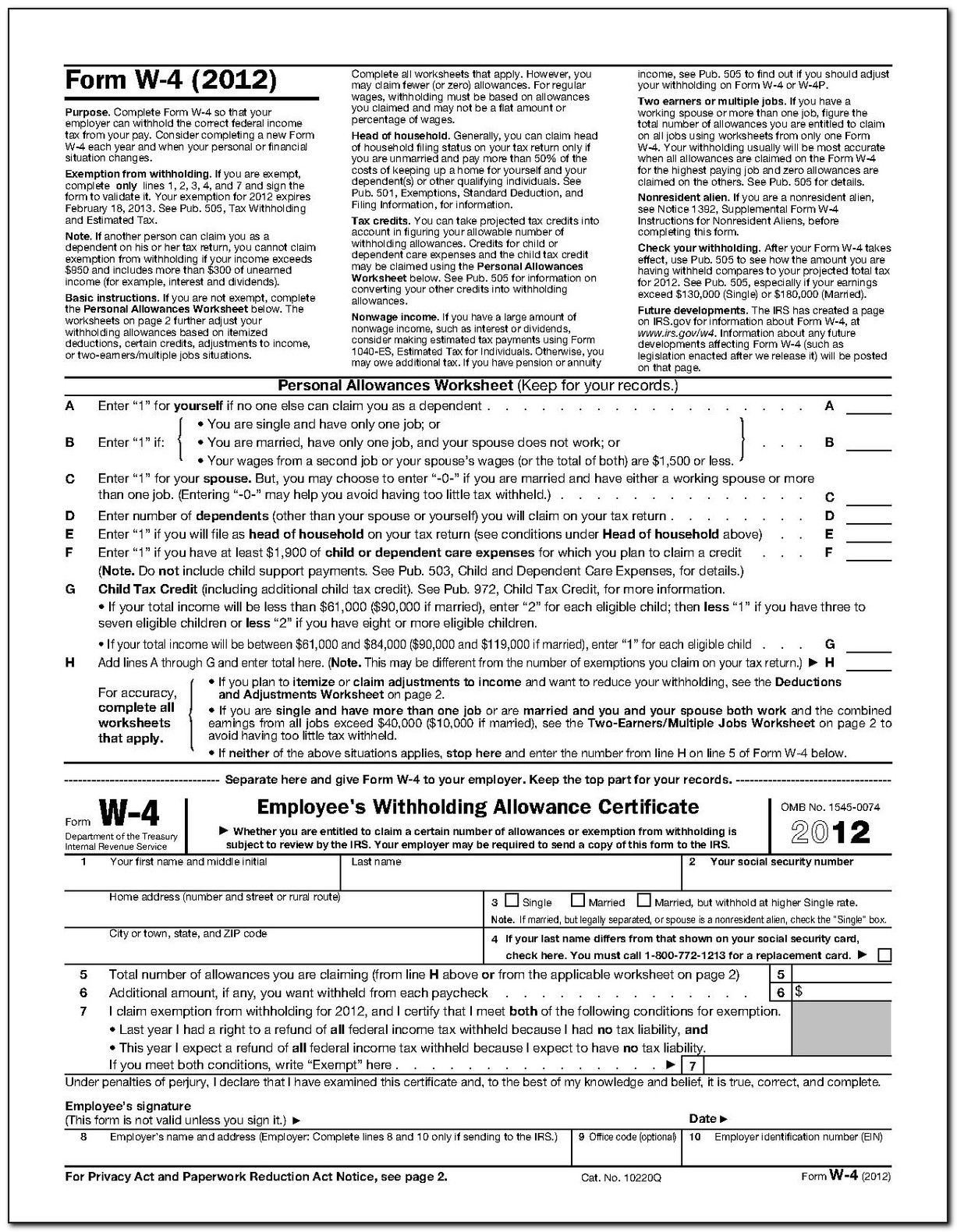 Government Forms W 4 2018