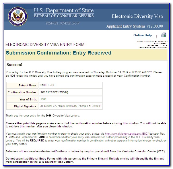 Green Card Lottery 2014 Application Form
