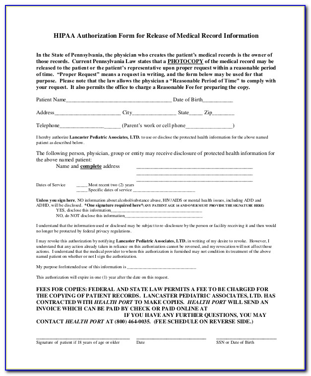 Hipaa Compliant Medical Forms