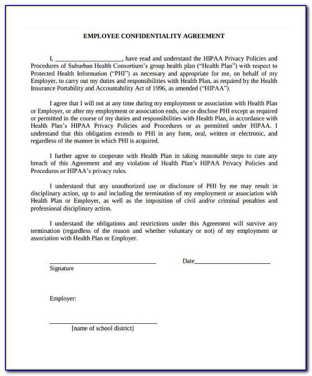 Hipaa Confidentiality Form For Visitors