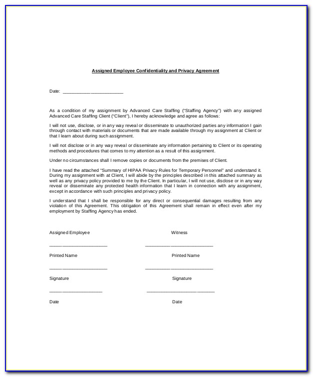 Hipaa Signature Form For Employees To Sign