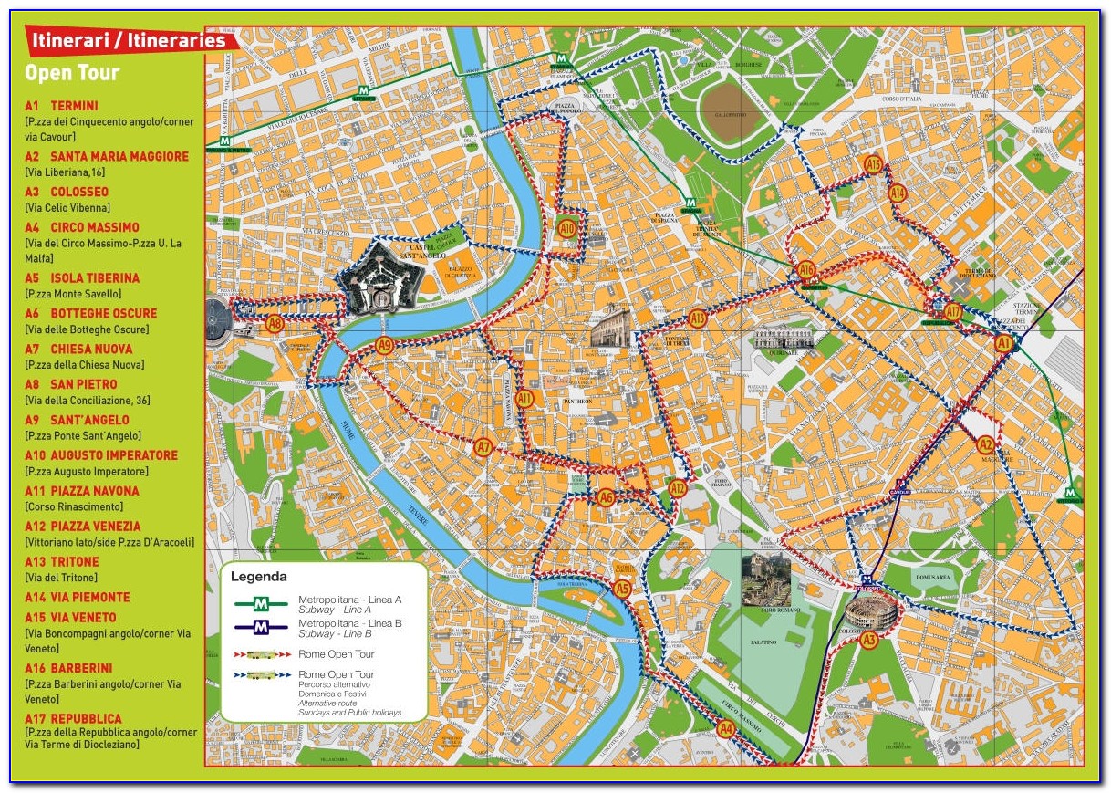 Hop On Hop Off Map Rome Italy