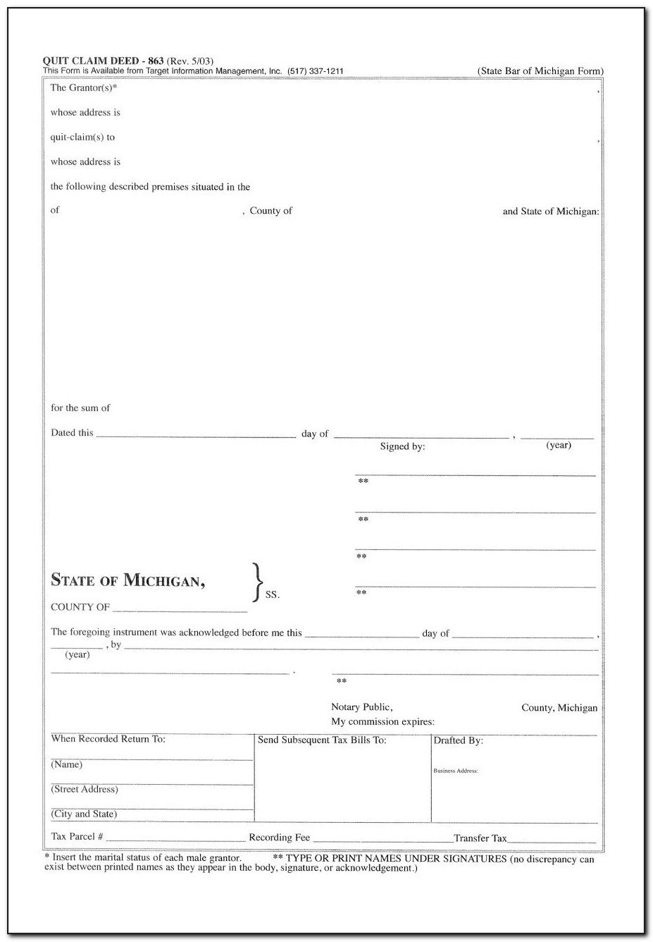 How To Fill Out A Quit Claim Deed Form In Ohio