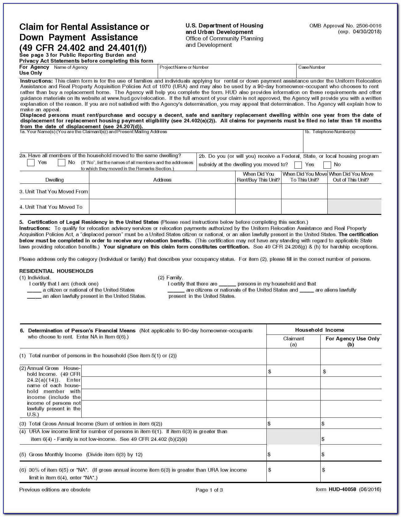 Hud Section 8 Rental Application Form