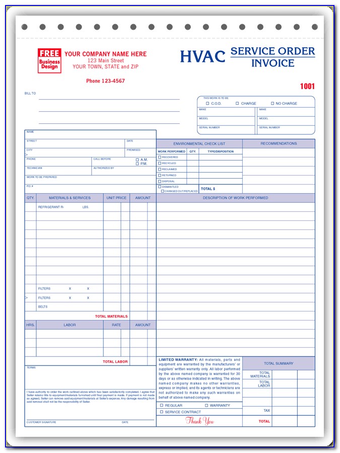 Hvac Invoice Examples