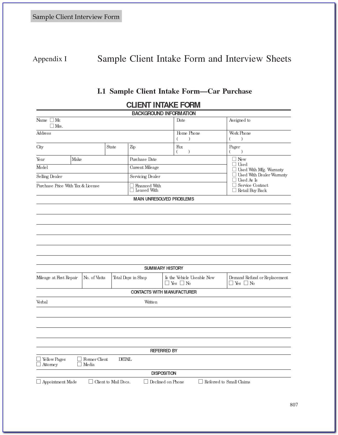 Immigration Attorney Client Intake Form