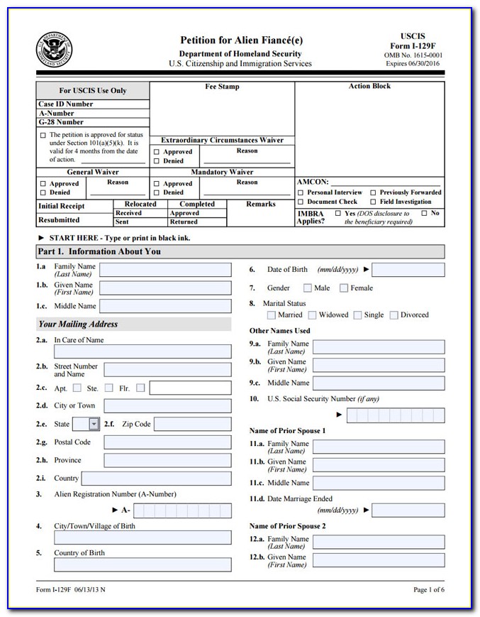 Immigration Forms For Fiance Visa