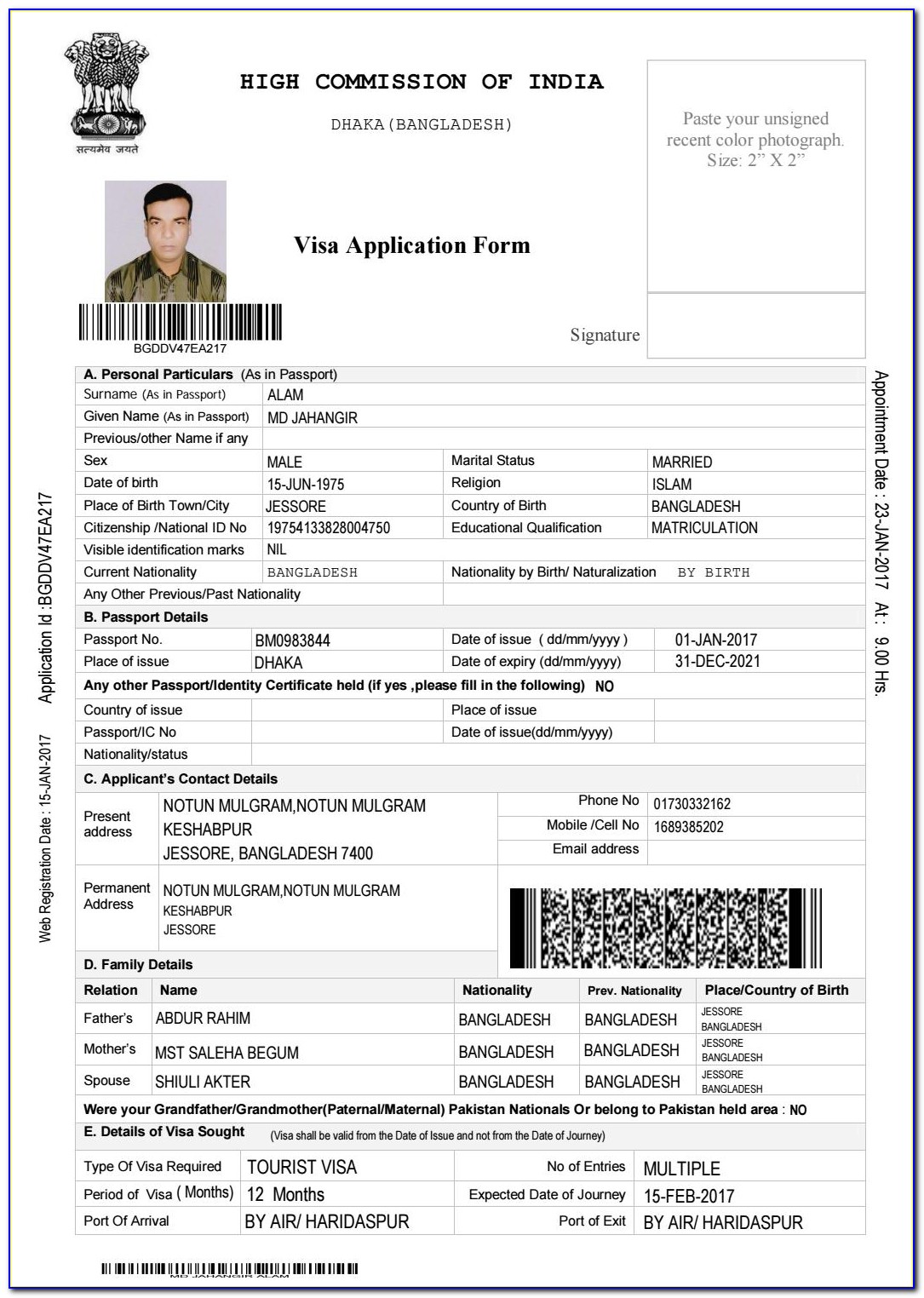 Indian Visa Application Form For Bangladesh Pdf Download