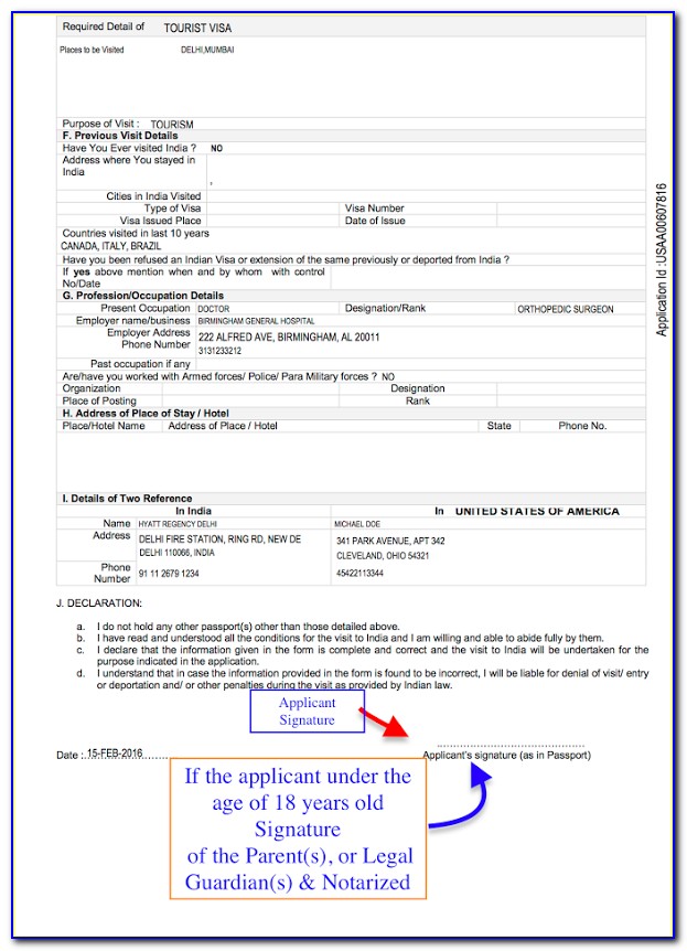 Indian Visa Application Form For Us Citizen Pdf