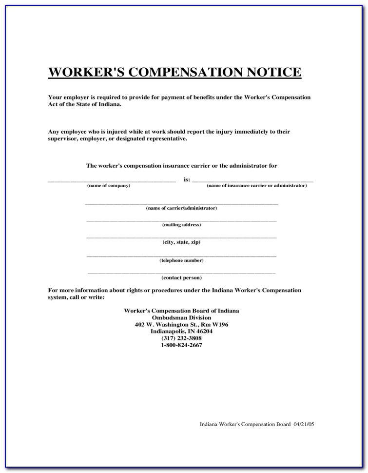 Indiana Workers Compensation Form 34401