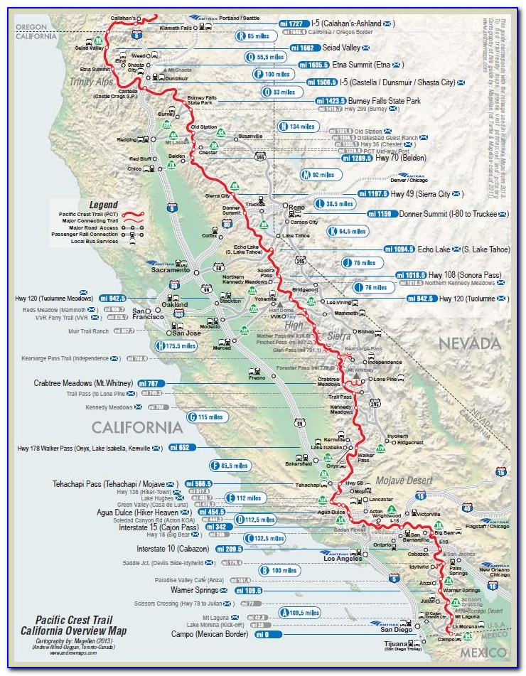 Interactive Map Of The Pacific Crest Trail