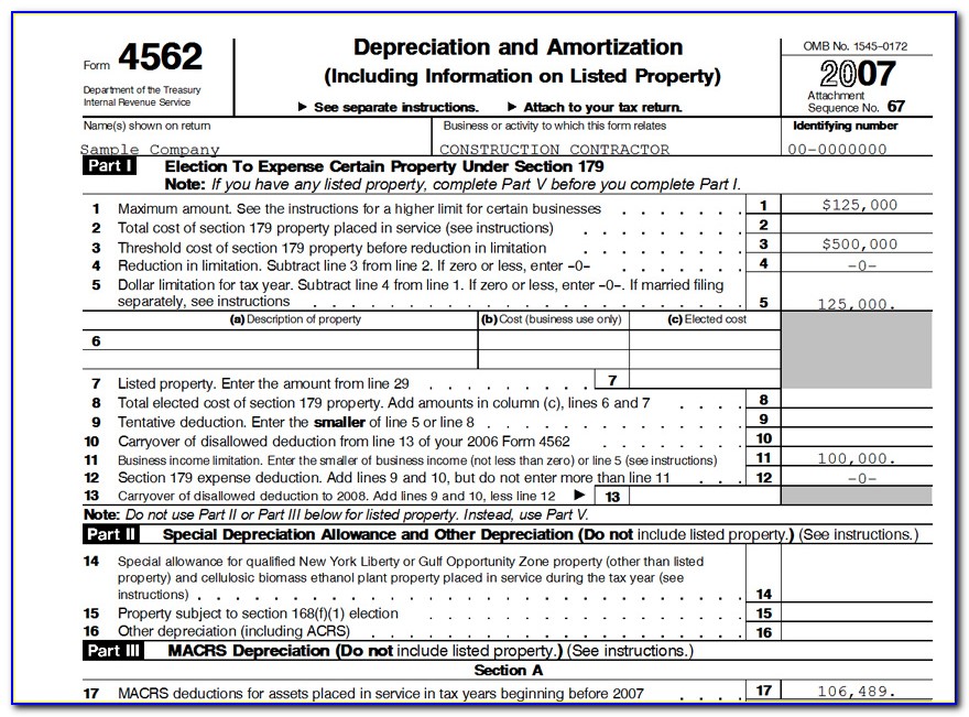 Irs Form 4562 For 2012