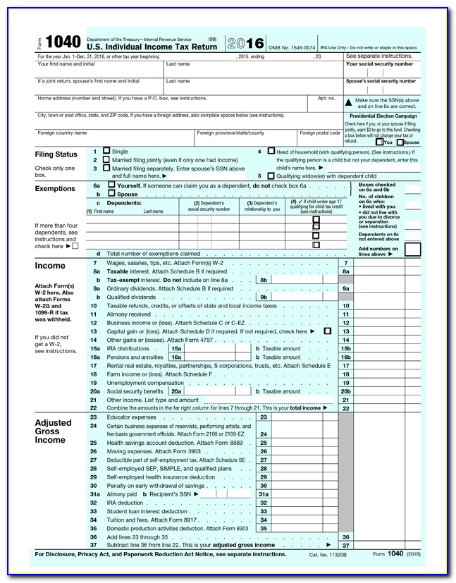 Irs Printable 1040 Tax Form 2014