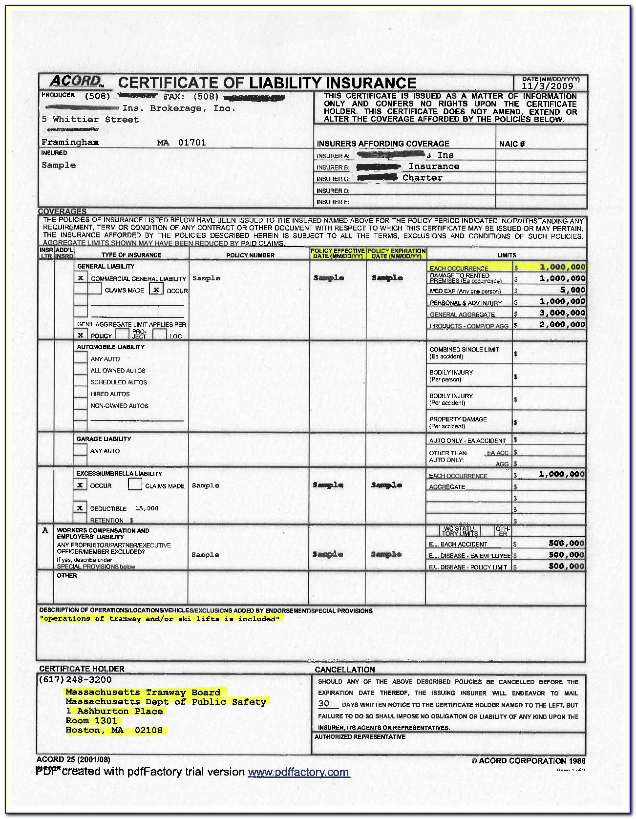 Iso General Liability Policy Form 2013