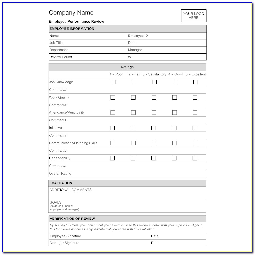 Job Evaluation Form Example