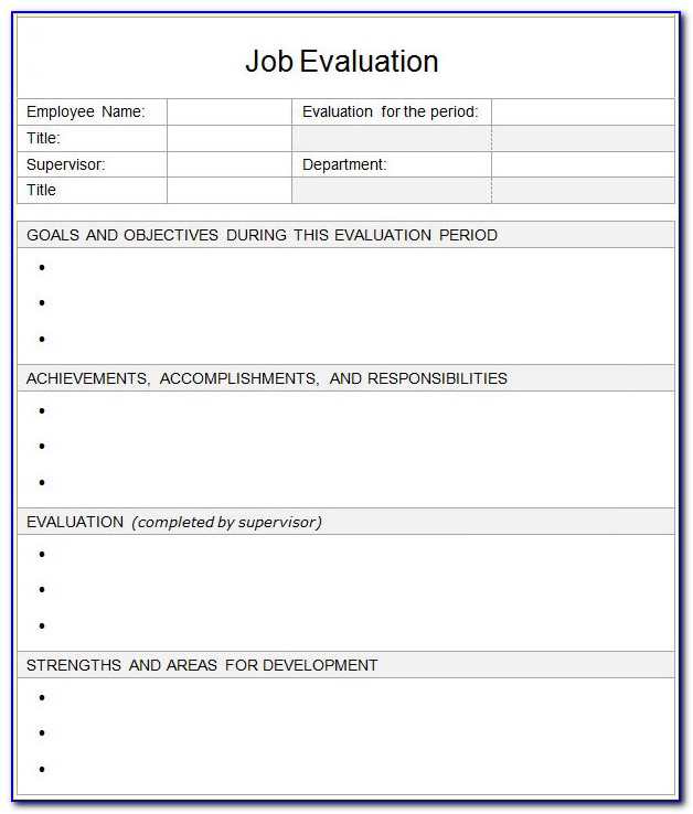 Job Evaluation Form Template