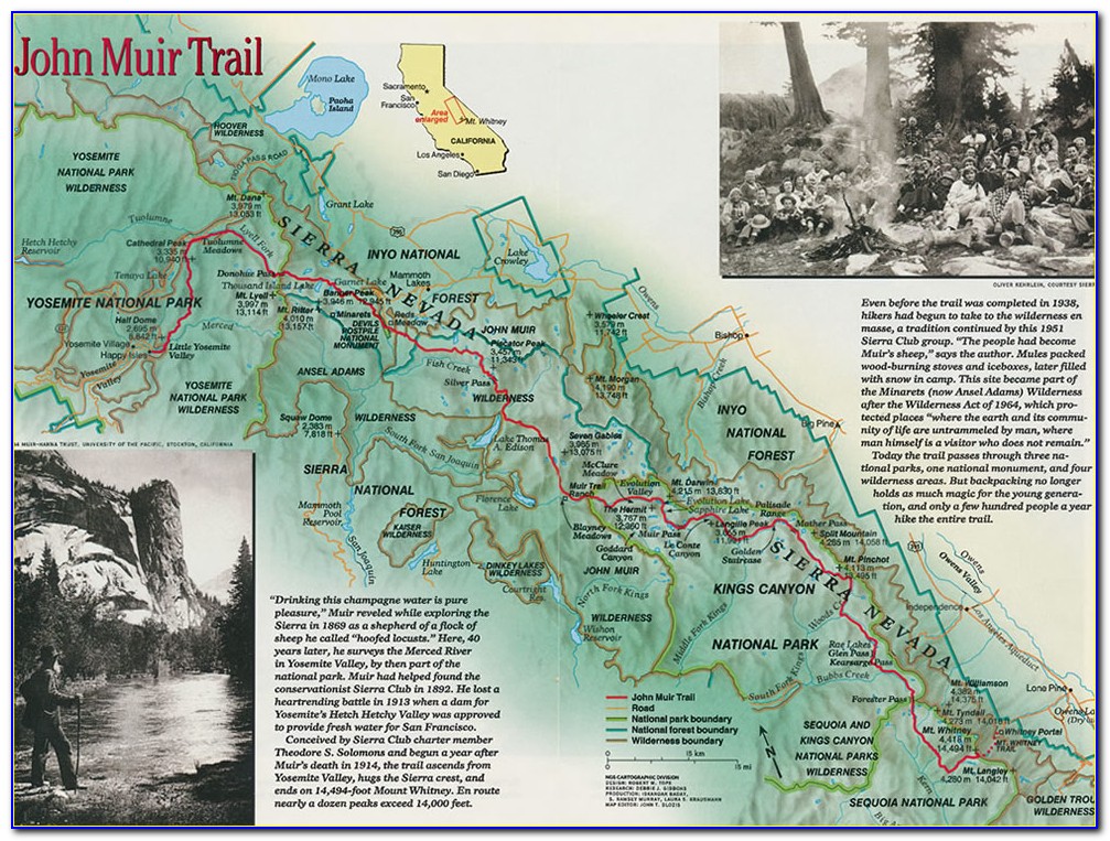 John Muir Trail Maps With Mileage