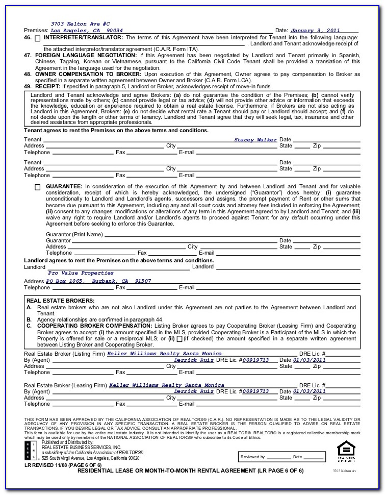 Keller Williams Rental Application Form
