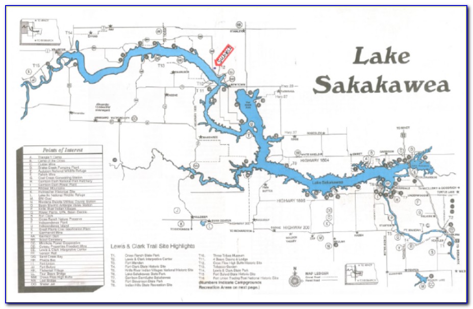 Lake Sakakawea Fishing Map