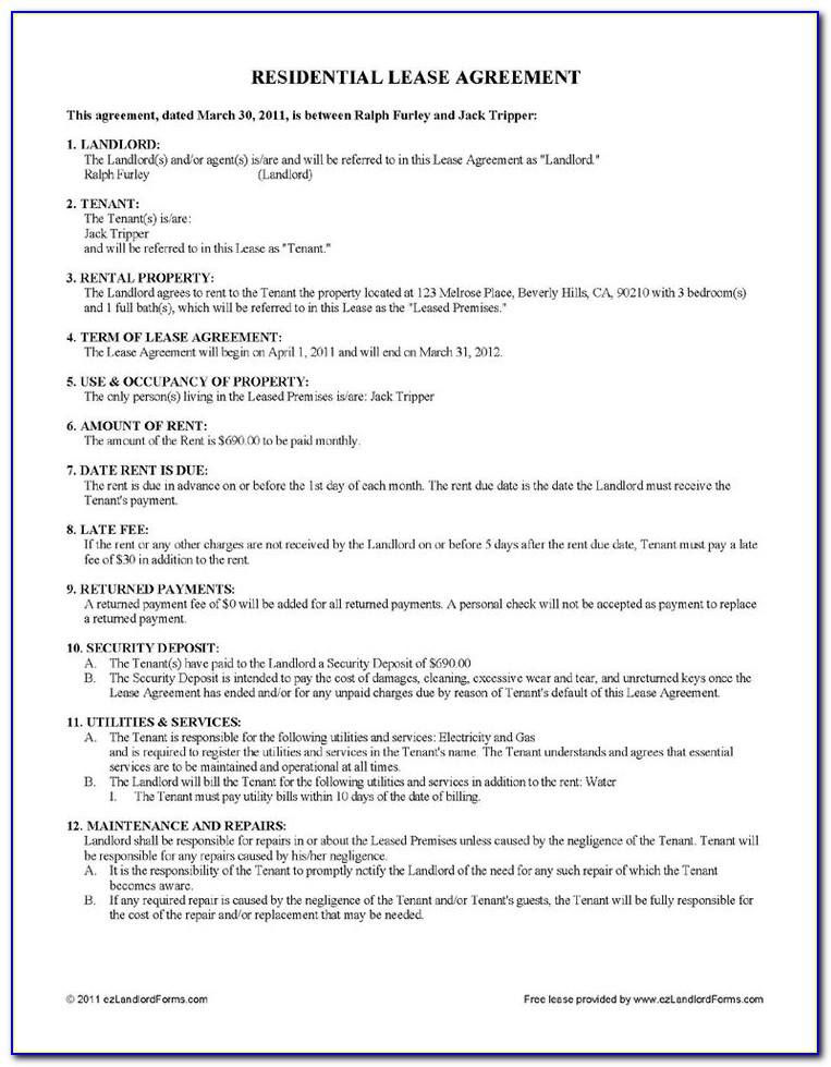 Landlord Lease Agreement Form Free