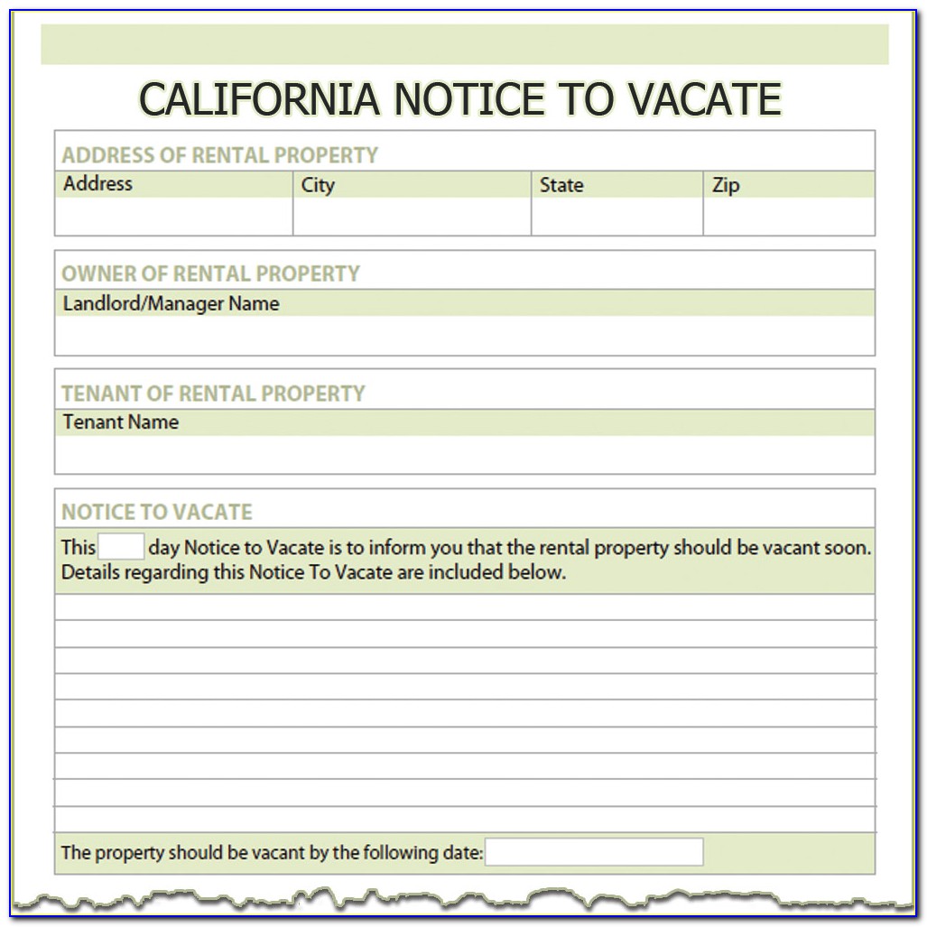 Landlord Notice To Vacate California Form