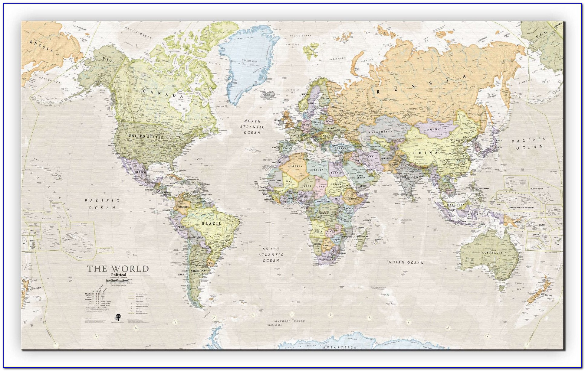 Large Classic World Map Canvas Giant World Map Canvas