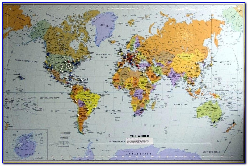 Large World Push Pin Travel Map