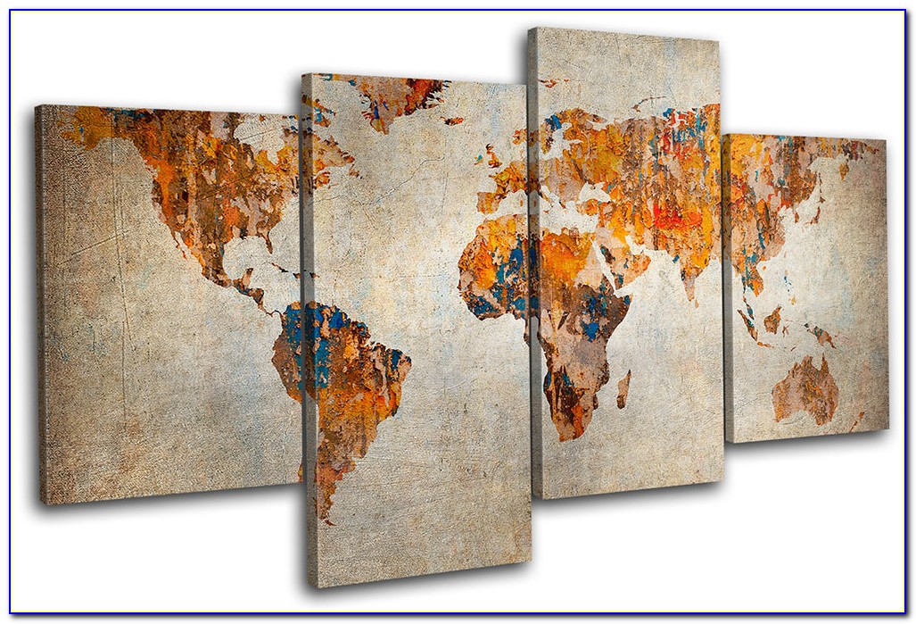 Large World Wall Map Canvas